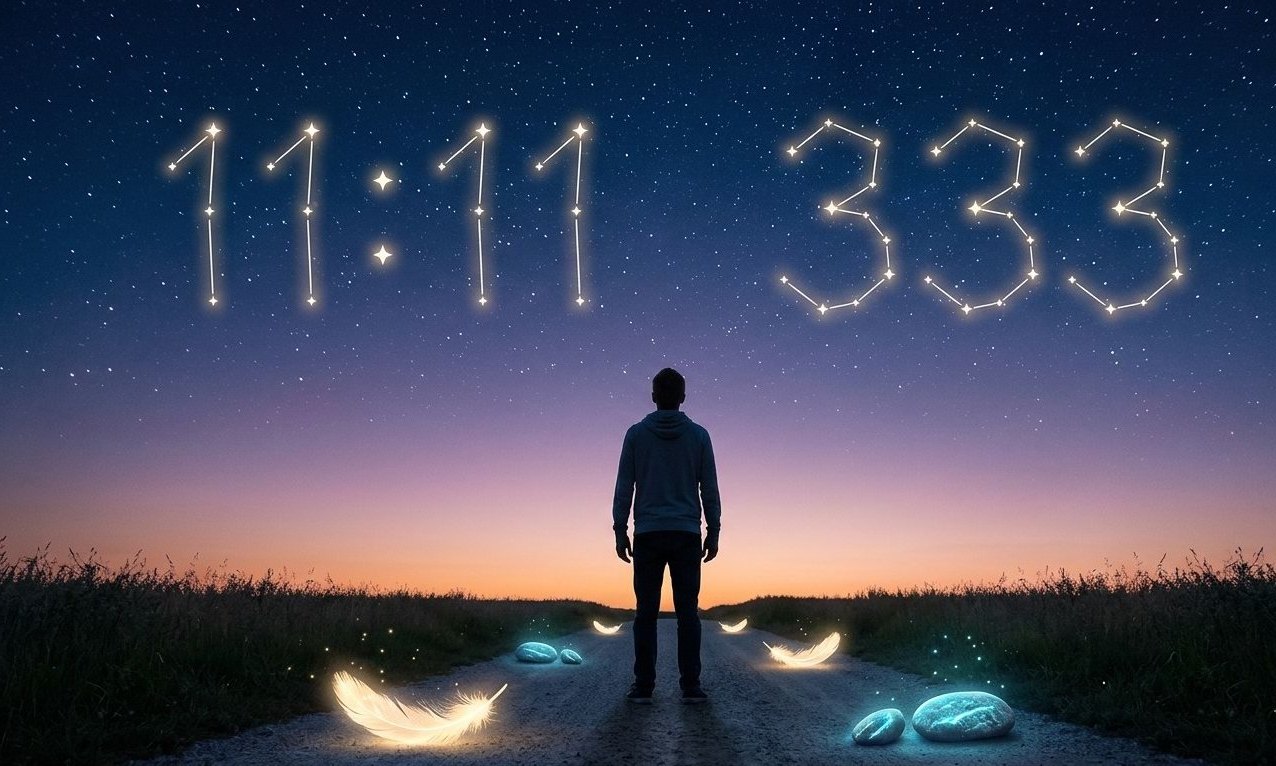 Spiritual awakening signs and angel numbers 1111 representing universal guidance.
