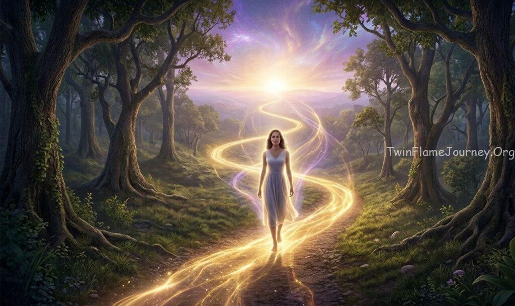 Spiritual awakening path representing the Twin Flame journey towards enlightenment