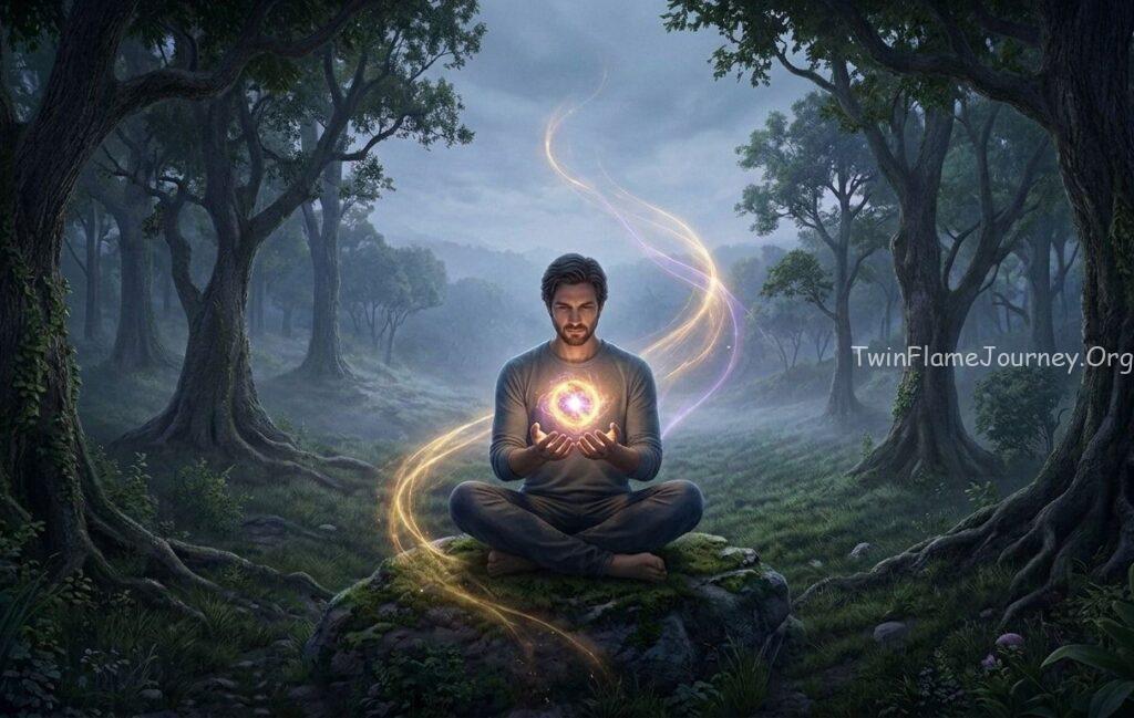 Divine Masculine energy awakening and inner soul searching during separation.