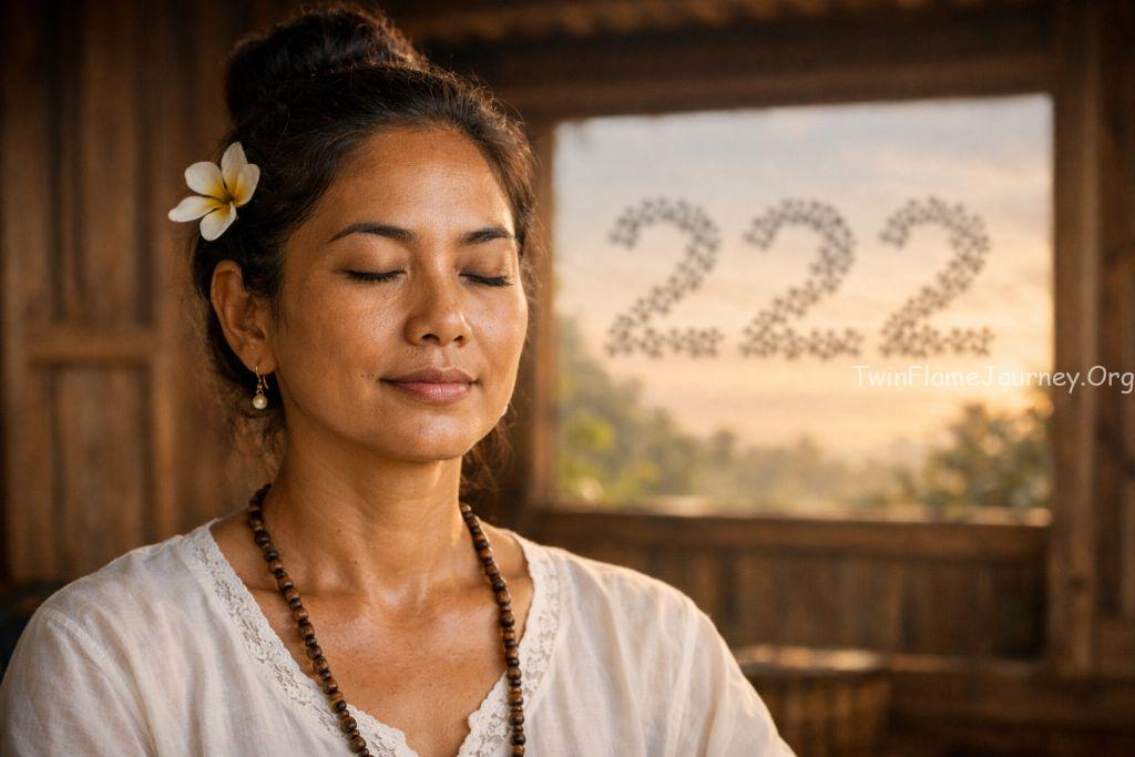 Symbolizes the peace and balance (222) found through internal work.