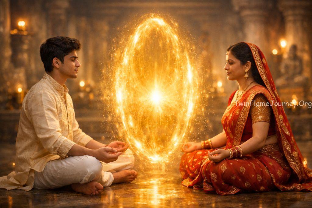 This image illustrates the soul-level connection and the balance of Divine Masculine and Divine Feminine energies.